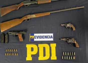 CINCO ARMAS DE FUEGO RECUPERAN DETECTIVES BIRO CHILLÁN.