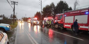 Esta tarde en San Nicolás accidente involucró a Bus con Vehículo menor.