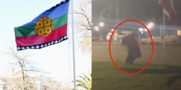 Encontraron al «Personaje» que se robo la bandera mapuche el pleno centro de Chillán.
