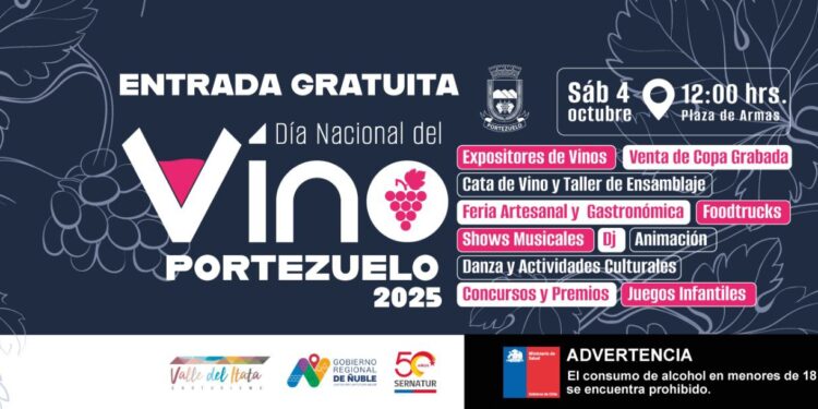 Portezuelo celebrará el Día Nacional del Vino con más de 90 expositores y viñas locales.