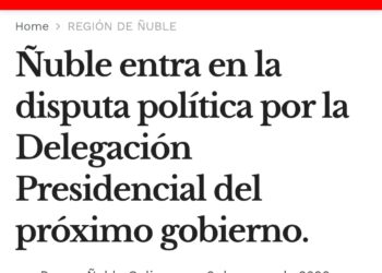 ÑUBLE ONLINE el pasado 6 de enero daba como posible delegado presidencial a Diego Sepúlveda. .