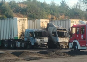 Incendio destruyó dos camiones forestales en Sector Quitrico, comuna de Ránquil.