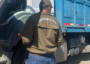 Camión circulaba con placa patente con cinta aislante en Ñuble.